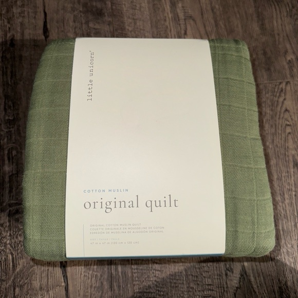 Little Unicorn Cotton Muslin Original Quilt Cotton 47” Blanket Green Fern - Picture 1 of 6